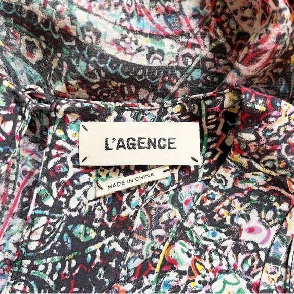 L’agence Sleeveless Silk Tie Front Jumpsuit Size Small in Multi Mosaic Print - Picture 12 of 14